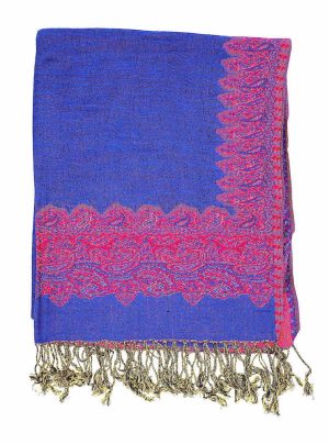 blue pashmina border shawl