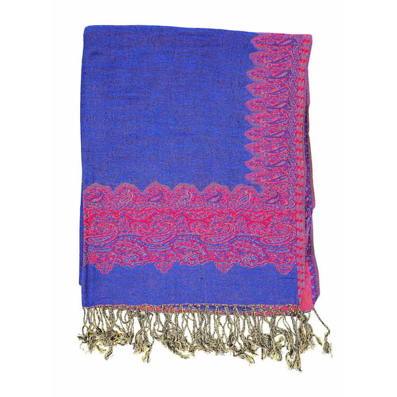 blue pashmina border shawl
