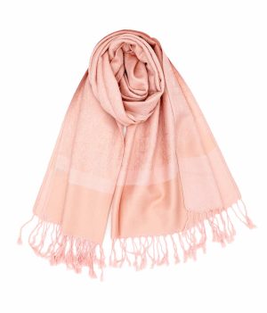 blush pink jacquard paisley pashmina scarf