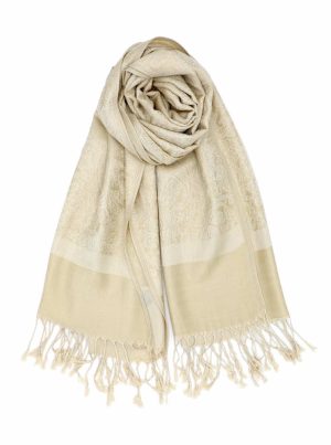 champagne jacquard pashmina shawl