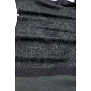 charcoal grey jacquard paisley pashmina scarf