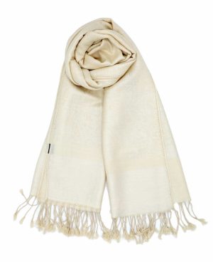 cream jacquard paisley pashmina scarf