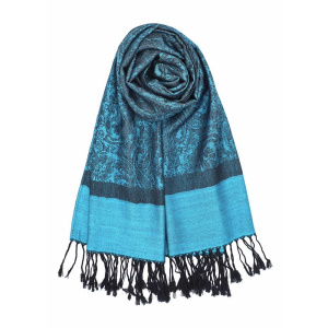 cyan blue jacquard pashmina