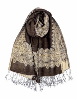dark charcoal pashmina border shawl