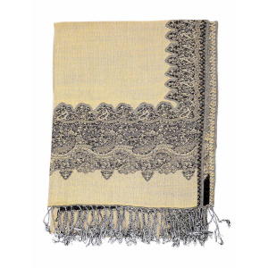 dark charcoal pashmina border shawl