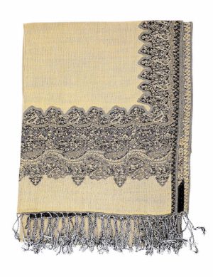 dark charcoal pashmina border shawl