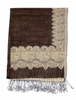 dark charcoal pashmina border shawl