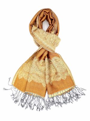 dark gold pashmina border shawl