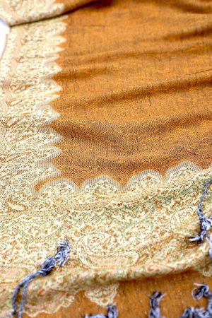 dark gold pashmina border shawl