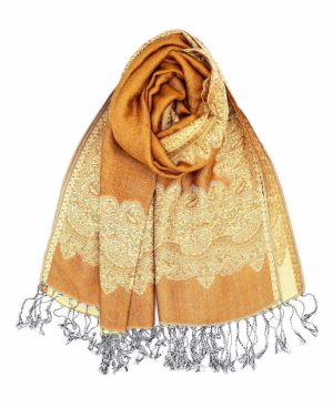 dark gold pashmina border shawl