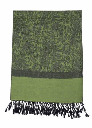 dark green jacquard pashmina shawl