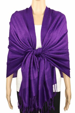 Alternative view of Deep Purple Jacquard Pashmina
