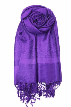 deep purple jacquard paisley pashmina scarf