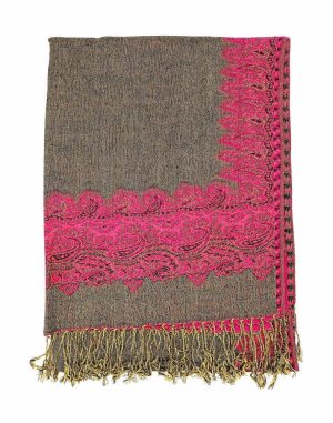 fuchsia pashmina border shawl