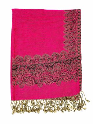 fuchsia pashmina border shawl