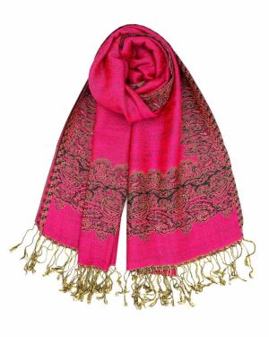 fuchsia pashmina border shawl