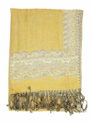 grey gold pashmina border shawl