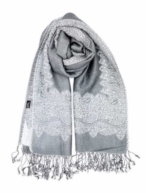 grey pashmina border shawl