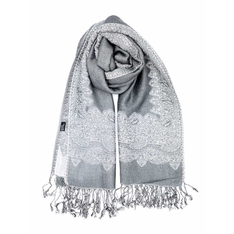 grey pashmina border shawl