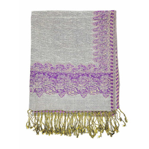 grey purple pashmina border shawl