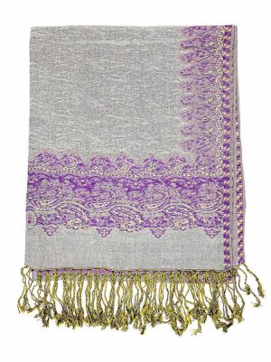 grey purple pashmina border shawl