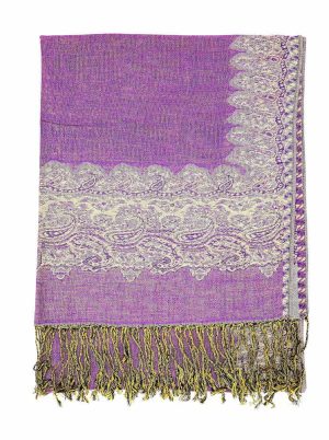 grey purple pashmina border shawl