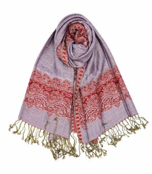 lavender pashmina border shawl
