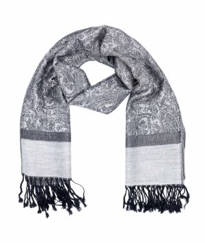 light grey jacquard pashmina shawl