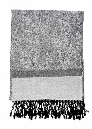 light grey jacquard pashmina shawl