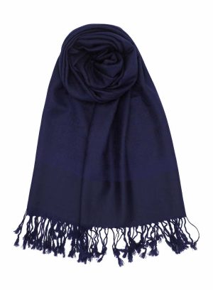 navy jacquard pashmina scarf
