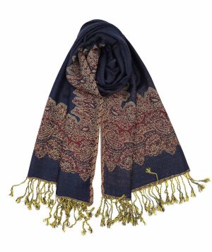 navy pashmina border shawl