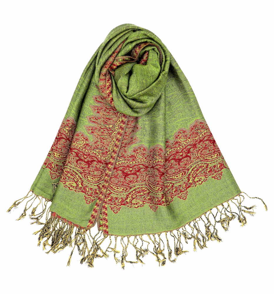 olive green pashmina border shawl