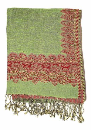 olive green pashmina border shawl