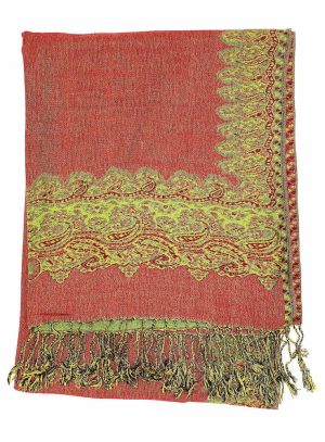 olive green pashmina border shawl