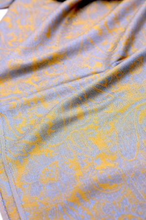 orange light blue jacquard pashmina shawl fabric