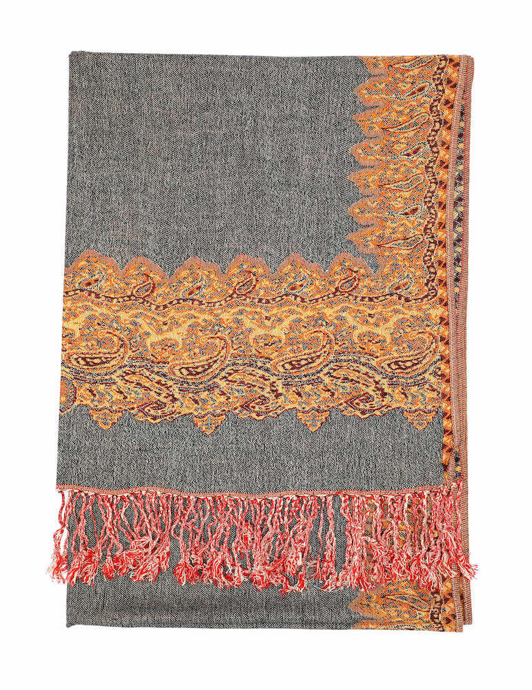 orange pashmina borde shawl