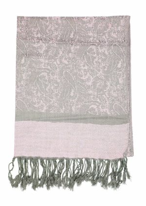 pink grey jacquard pashmina shawl