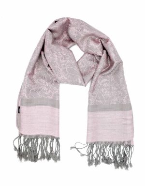 pink grey jacquard pashmina shawl