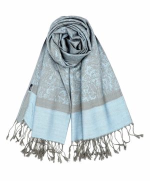powder blue jacquard pashmina shawl