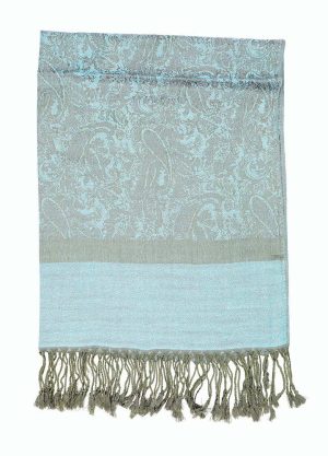 powder blue jacquard pashmina shawl