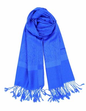 royal blue Jacquard pashmina scarf