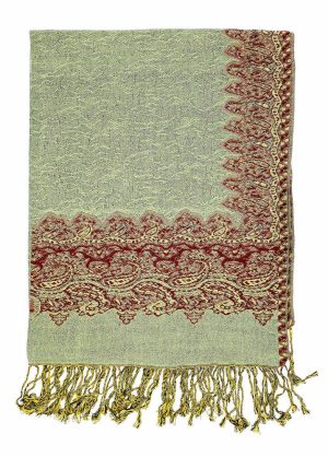 sage green pashmina border shawl