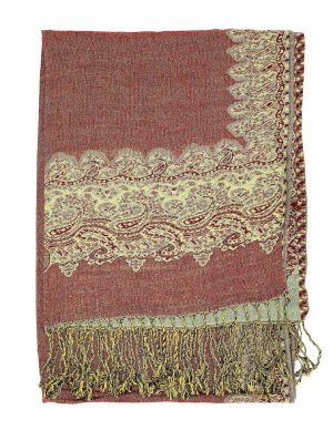 sage green pashmina border shawl