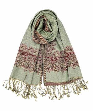sage green pashmina border shawl