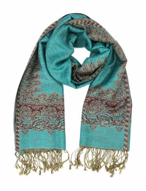 sea green pashmina border shawl