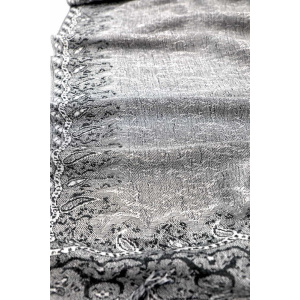 silver black border pashmina shawl