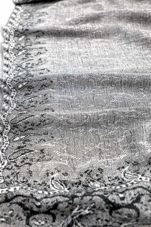 silver black border pashmina shawl