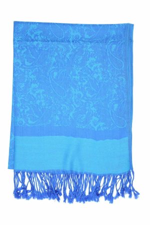 sky blue jacquard pashmina scarf
