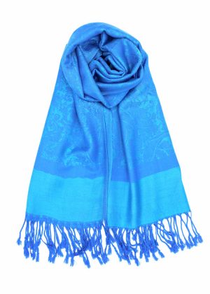 sky blue jacquard pashmina scarf