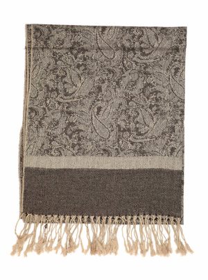 tan brown jacquard pashmina shawl